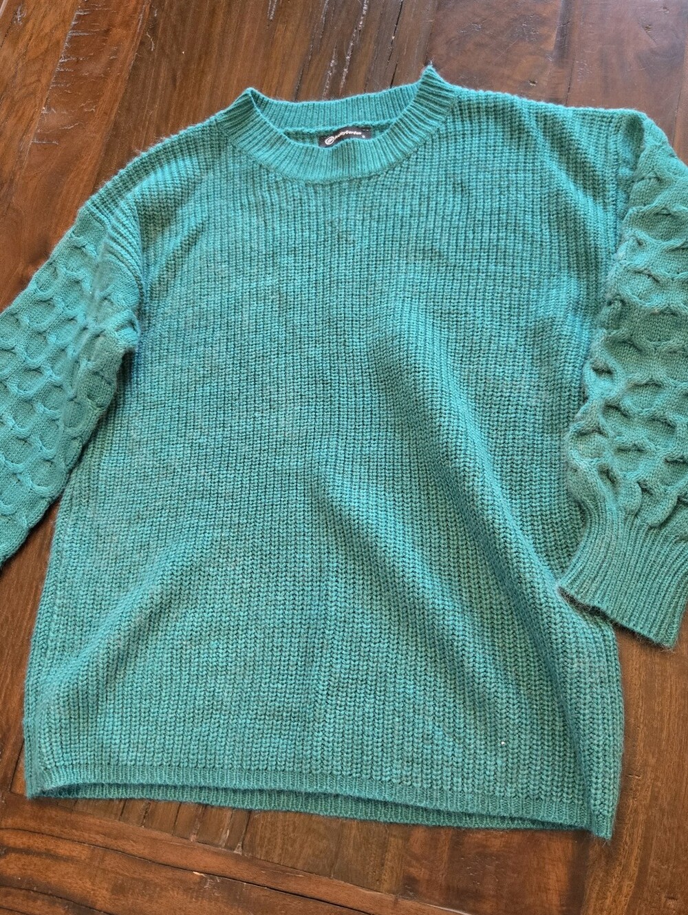PRETTYGARDEN Women's Chunky Knit Crewneck Pullover Sweater in Teal